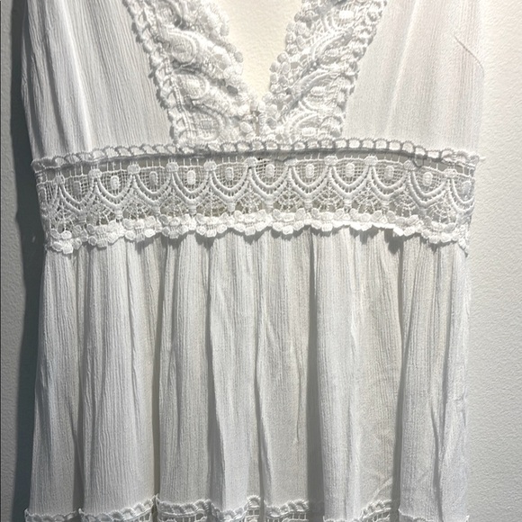 Forever 21 Off-White Tiered Ruffled Midi Dress Size Large - Picture 3 of 6